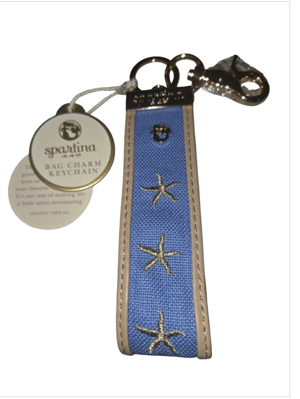 Spartina 449 Grab N Go Keychain Bag Charm Starfish Blue NEW